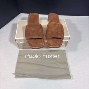 Pablo Fuster Brown Bovine leather slide sandals Size 39 NEW in box & Dust Bag